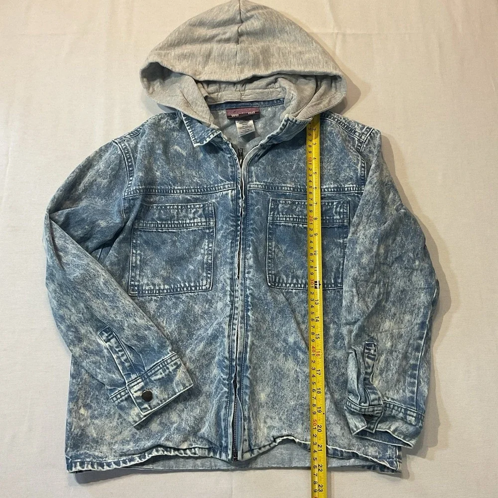 Weekend Academy Boys Vintage Style Acid Wash Hooded Jean Jacket L 10-12‎